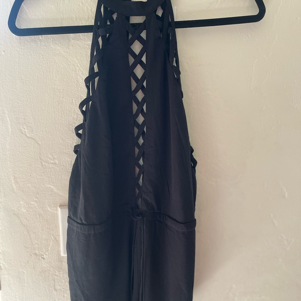 Chic Black Lattice Detail Romper